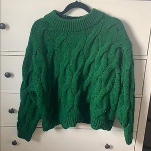 Chunky Green Cable Knit Sweater
